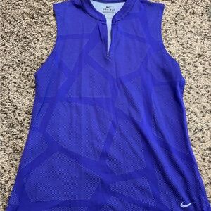 Nike Golf Breath Jacquard Print Purple Sleeveless V Neck Polo Top